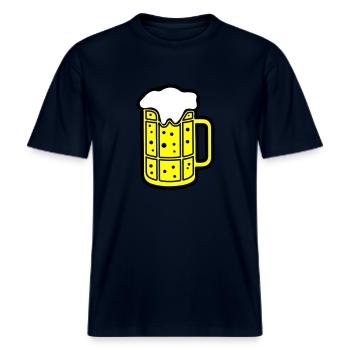 Chope de bière symbole de bière Cheers -  T-shirt unisexe RELAXED FIT en coton bio - marine - Devant - Alina (178cm) & Michal (187cm)