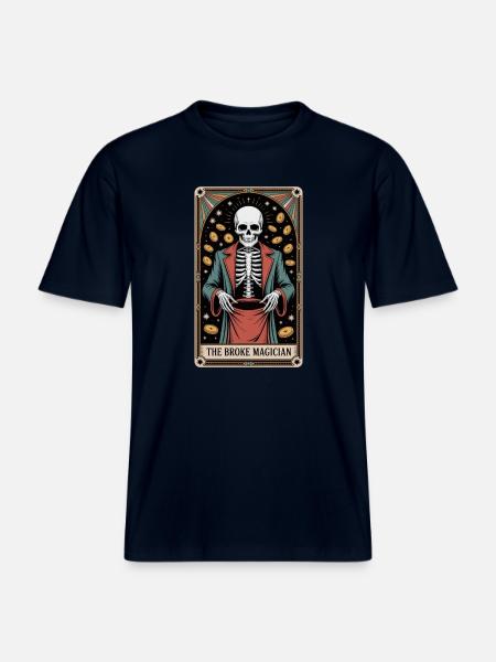 Den ødelagte tryllekunstner Skelet Troldmand Tarot -  Økologisk unisex T-shirt RELAXED FIT - navy