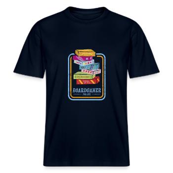 Boardgamer Brettspieler -  RELAXED FIT Unisex Organic T-Shirt - Navy - Vorne - Alina (178cm) & Michal (187cm)