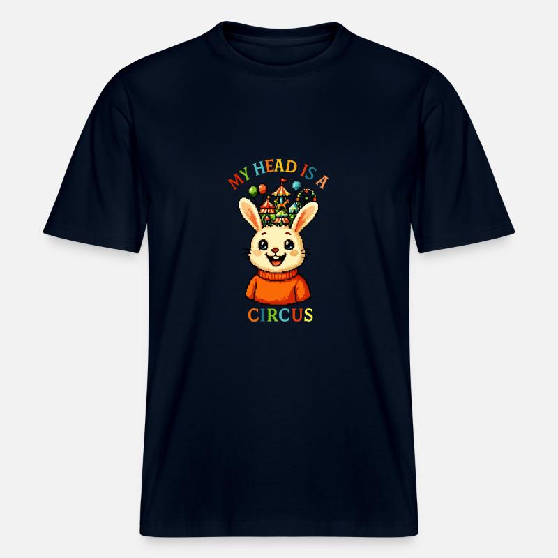 Mitt huvud är en cirkus -  Unisex ekologisk T-shirt med avslappnad passform - marinblå