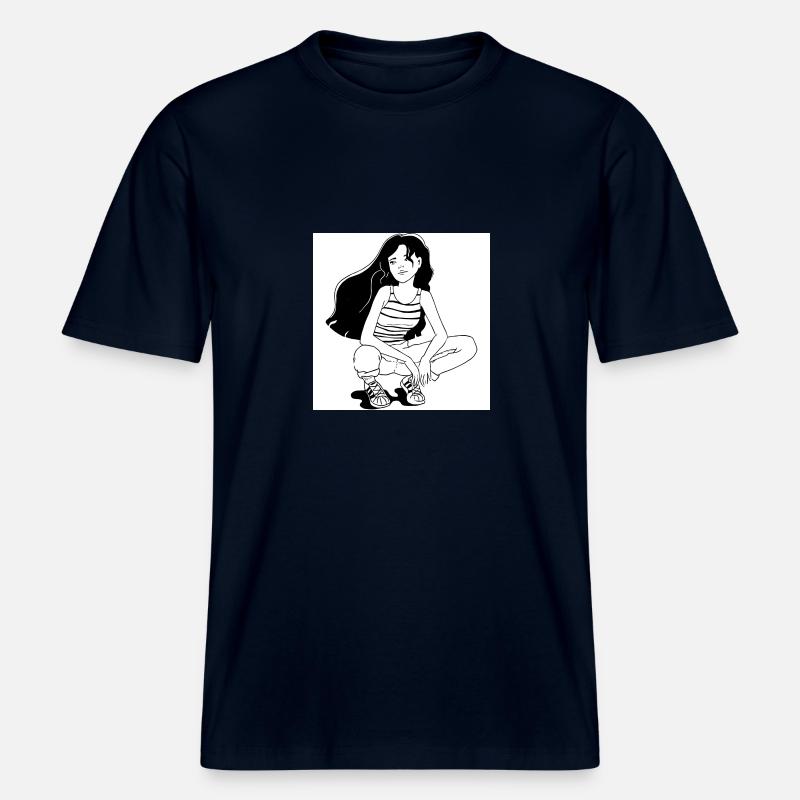 Mode Mädchen -  RELAXED FIT Unisex Organic T-Shirt - Navy