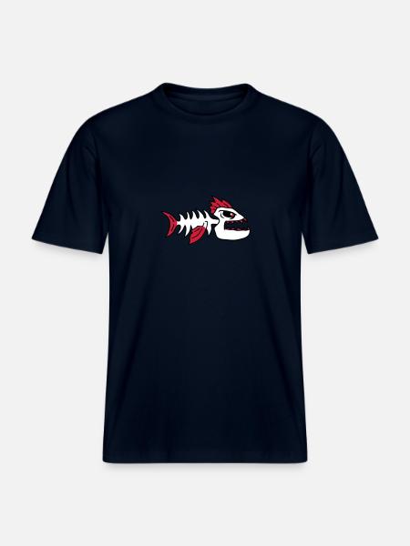 Fish Bone Punk Monster - RELAXED FIT Unisex Organic T-Shirt - french navy