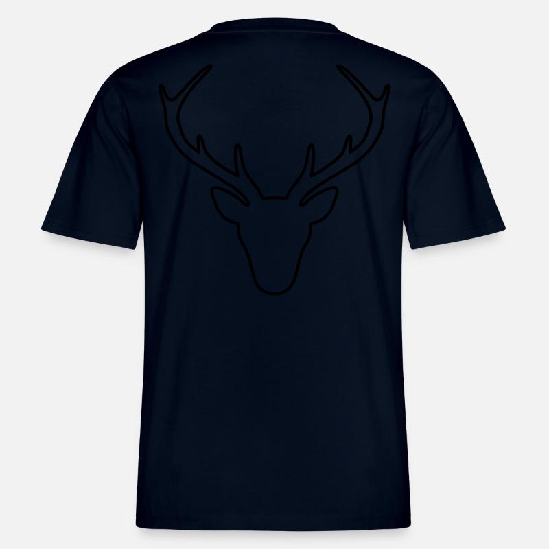 Hirsch Geweih Jäger Jagd Wild Geschenk -  RELAXED FIT Unisex Organic T-Shirt - Navy