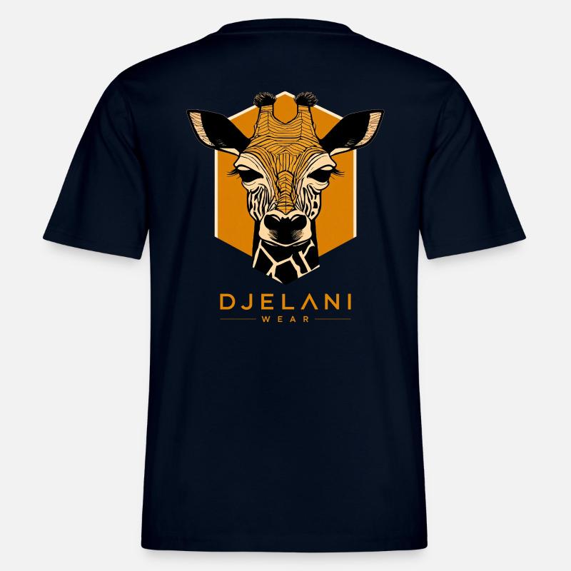 Geometrische Giraffe in Ocker - RELAXED FIT Unisex Organic T-Shirt - Navy