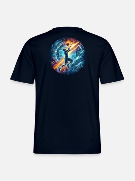 Basketball-Cosmic Slam Dunk - RELAXED FIT Unisex Organic T-Shirt - french navy