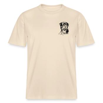 ROTTWEILER Hund Rotti Rottie IGP Wilsigns Hunde -  RELAXED FIT Unisex Organic T-Shirt - Natur - Vorne - Alina (178cm) & Michal (187cm)