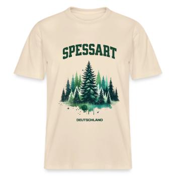 Spessart Deutschland Shirt Wald Natur Wandern -  RELAXED FIT Unisex Organic T-Shirt - Natur - Vorne - Alina (178cm) & Michal (187cm)