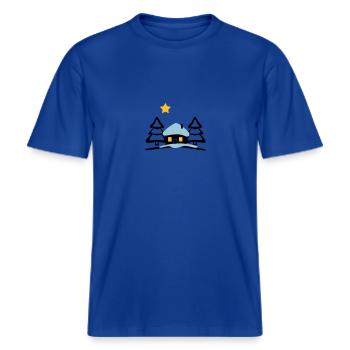 Maison de Noël au Pôle Nord -  T-shirt unisexe RELAXED FIT en coton bio - bleu foncé - Devant - Alina (178cm) & Michal (187cm)