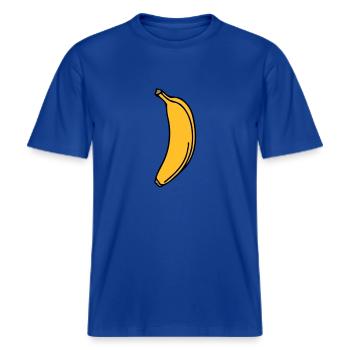 Banane - 3 Farb Vektor -  RELAXED FIT Unisex Organic T-Shirt - Dunkelblau - Vorne - Alina (178cm) & Michal (187cm)