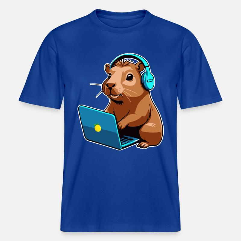 Capybara Programmierer Coder Computer -  RELAXED FIT Unisex Organic T-Shirt - Dunkelblau