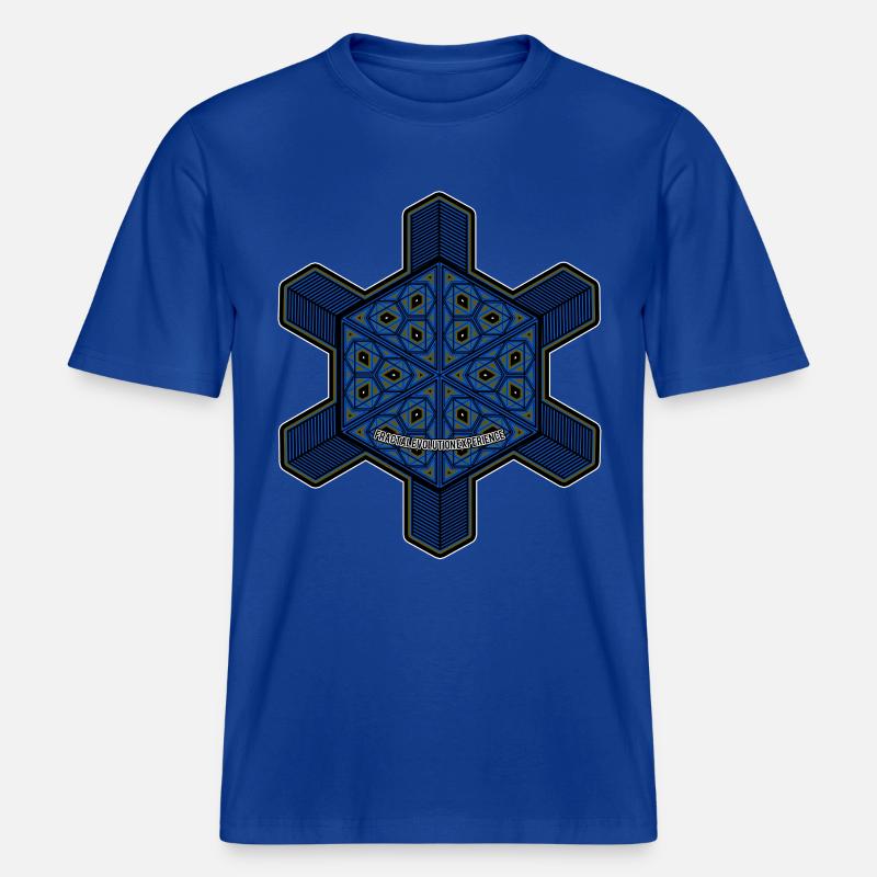 Fractal Evolution Experience Mandala Psytrance Goa -  RELAXED FIT Unisex Organic T-Shirt - Dunkelblau