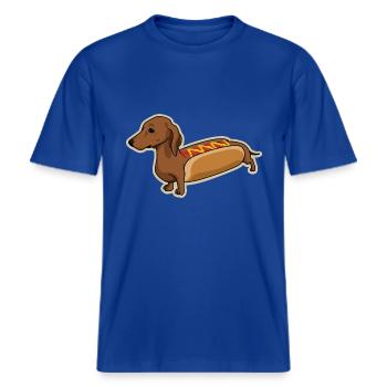 Hot Dog Dog -  RELAXED FIT Unisex Organic T-Shirt - Dunkelblau - Vorne - Alina (178cm) & Michal (187cm)