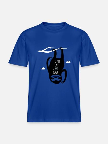 Sleep Eat Sleep Repeat Sloth - RELAXED FIT Unisex Organic T-Shirt - majorelle blue