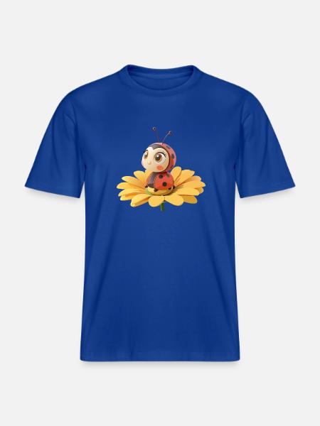Cute ladybug on a flower - RELAXED FIT Unisex Organic T-Shirt - majorelle blue