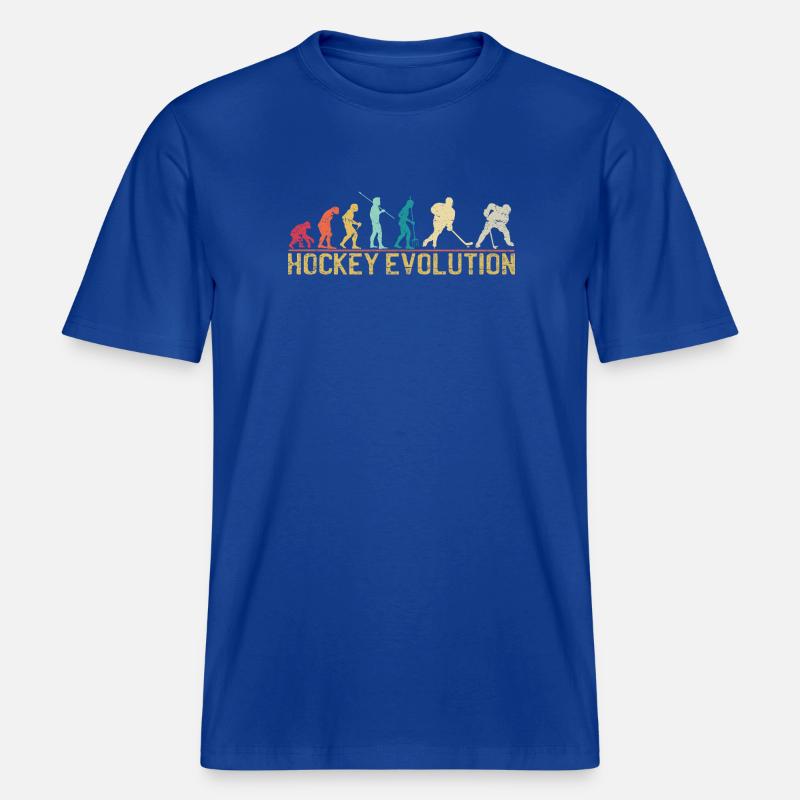 Conception de la silhouette Hockey Evolution - T-shirt unisexe RELAXED FIT en coton bio - bleu foncé