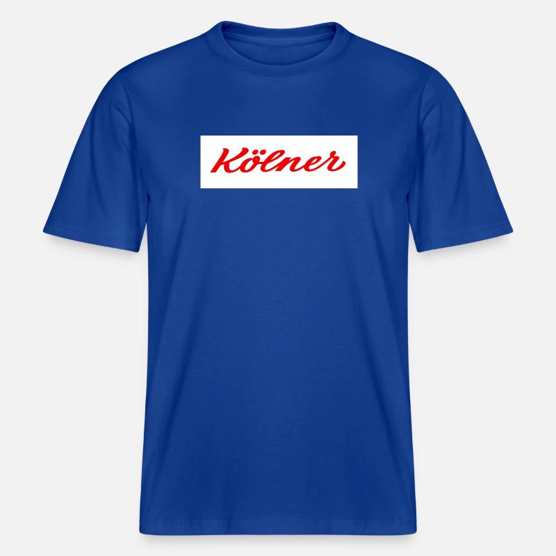 Kölner Roter Script-Logo Print -  RELAXED FIT Unisex Organic T-Shirt - Dunkelblau