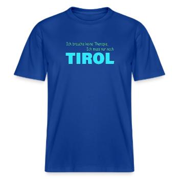 Therapie TIROL -  RELAXED FIT Unisex Organic T-Shirt - Dunkelblau - Vorne - Alina (178cm) & Michal (187cm)