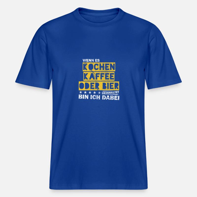 Kochen Kaffee oder Bier Junggesellenabschied -  RELAXED FIT Unisex Organic T-Shirt - Dunkelblau