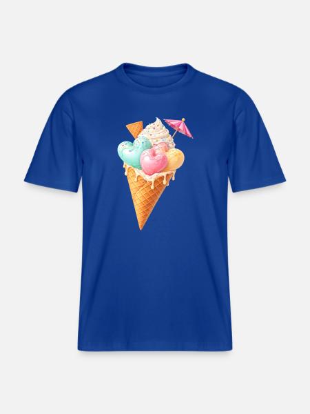 Herz Eis in Waffel Illustration  -  RELAXED FIT Unisex Organic T-Shirt - majorelle blue