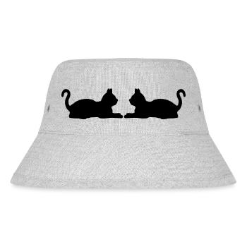2 liegende Katzen Silhouette - Stanley/Stella recycelter Bucket Hat - Grau meliert - Vorne