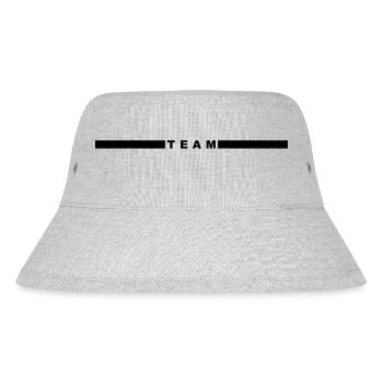 Team mit Balken mittig - Stanley/Stella recycelter Bucket Hat - Grau meliert - Vorne