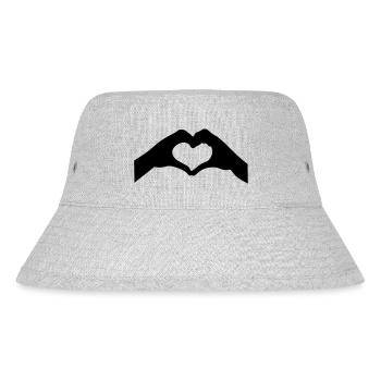 Herz mit zwei Händen - Stanley/Stella recycelter Bucket Hat - Grau meliert - Vorne
