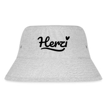 Herzi Schrift Herz - Stanley/Stella recycelter Bucket Hat - Grau meliert - Vorne