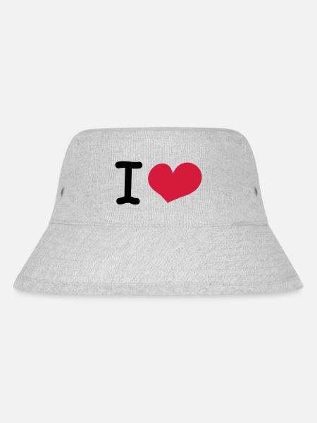i love - Stanley/Stella recycelter Bucket Hat - Grau meliert