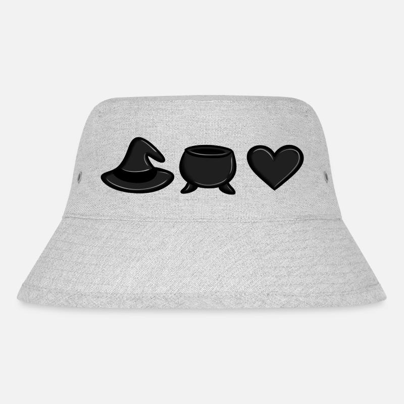 Hexen-Kessel-Liebe (Black) - Stanley/Stella recycelter Bucket Hat - Grau meliert