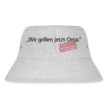 Wir grillen jetzt Oma Satzzeichen Komma Leben Omi - Stanley/Stella recycelter Bucket Hat - Grau meliert - Vorne