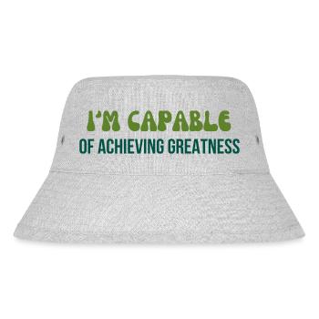 I'm capable of achieving greatness typography - Stanley/Stella Recycled Bucket Hat - heather grey - Front