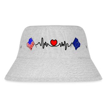 Cardio-Herz mit USA-Flagge und EU-Flagge - Stanley/Stella recycelter Bucket Hat - Grau meliert - Vorne