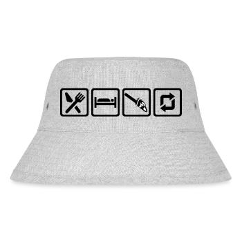 eat sleep Motorsäge repeat - Stanley/Stella recycelter Bucket Hat - Grau meliert - Vorne