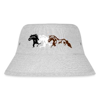 Pferde, Ponys, Tiere, Hengst, - Stanley/Stella recycelter Bucket Hat - Grau meliert - Vorne