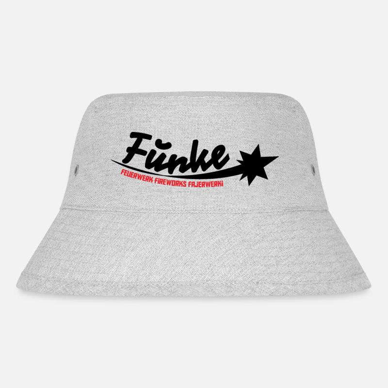 Funke Logo Schwarz/Rot - Stanley/Stella recycelter Bucket Hat - Grau meliert