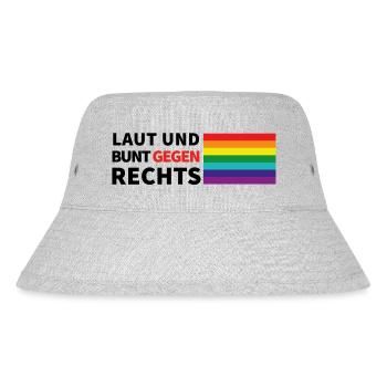 laut und bunt gegen rechts flagge rechts - Stanley/Stella recycelter Bucket Hat - Grau meliert - Vorne