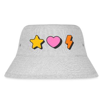 Vibrant Retro Shapes of Star, Heart and Lightening - Stanley/Stella Recycled Bucket Hat - heather grey - Front