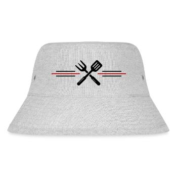 Grill Cutlery Grilling Icon - Stanley/Stella Recycled Bucket Hat - heather grey - Front