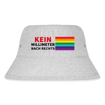 Kein Millimeter nach Rechts mit Pride- Spruch - Stanley/Stella recycelter Bucket Hat - Grau meliert - Vorne