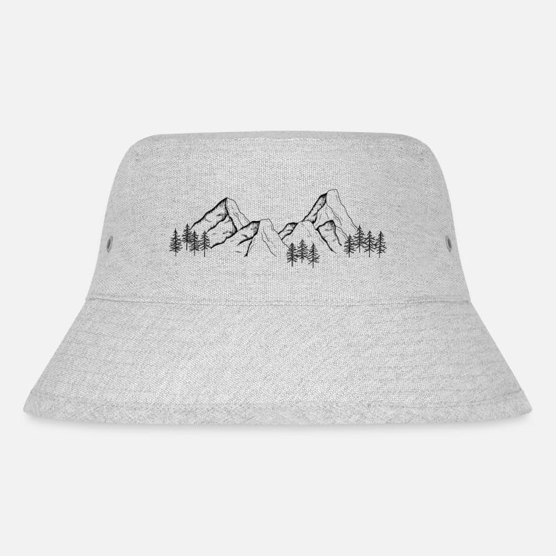 Bäume und Berge - Stanley/Stella recycelter Bucket Hat - Grau meliert