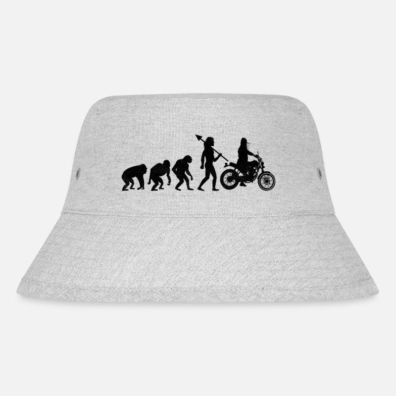Evolution Motorrad Biker Mutter Motorrad Motorrad Motorrad - Stanley/Stella recycelter Bucket Hat - Grau meliert