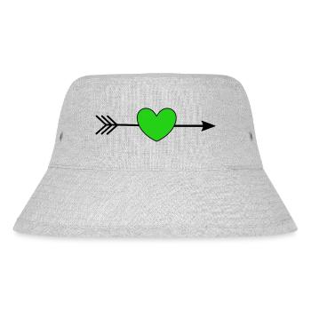 green heart with arrow hearts green couples - Stanley/Stella Recycled Bucket Hat - heather grey - Front