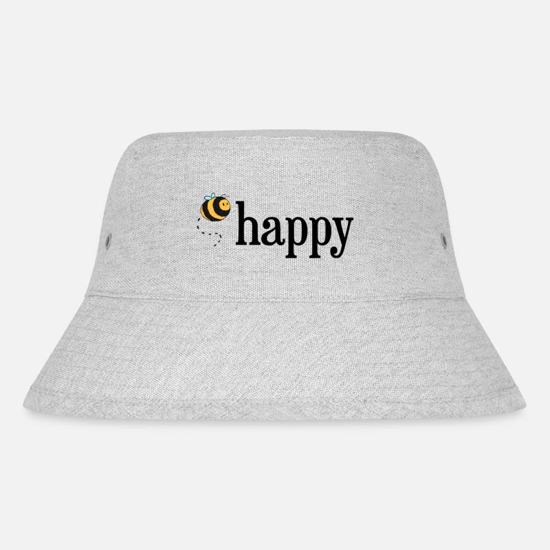 Bee Happy! - Stanley/Stella recycelter Bucket Hat - Grau meliert