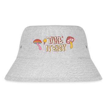 Take It Easy – Retro Mushroom 70s Design - Stanley/Stella recycelter Bucket Hat - Grau meliert - Vorne