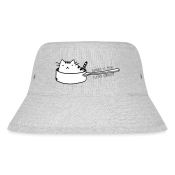 Katze in Pfanne - Hunger - Stanley/Stella recycelter Bucket Hat - Grau meliert - Vorne