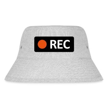 Camera REC recording button. Record, live, rec - Stanley/Stella Recycled Bucket Hat - heather grey - Front