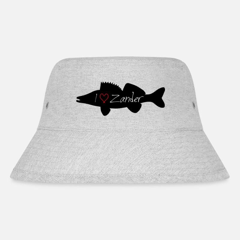 I Love Zander schwarz - Stanley/Stella recycelter Bucket Hat - Grau meliert