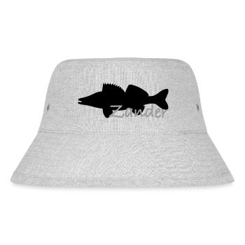 Zander in schwarz mit grauer Schrift - Stanley/Stella recycelter Bucket Hat - Grau meliert - Vorne