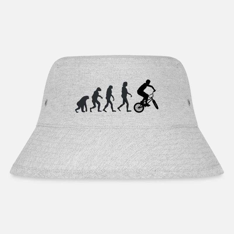 Fahrrad - Menschliche Evolution - Stanley/Stella recycelter Bucket Hat - Grau meliert