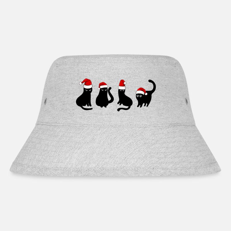 Schwarze Katze zu Weihnachten - Stanley/Stella recycelter Bucket Hat - Grau meliert
